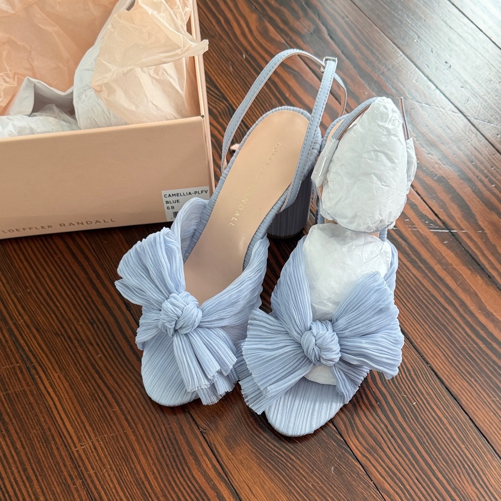 Loeffler Randall Camellia Blue Pleated Bow Heel